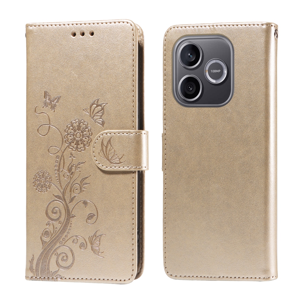 Flowery knižkové puzdro na Honor 600 Lite 5G - zlaté