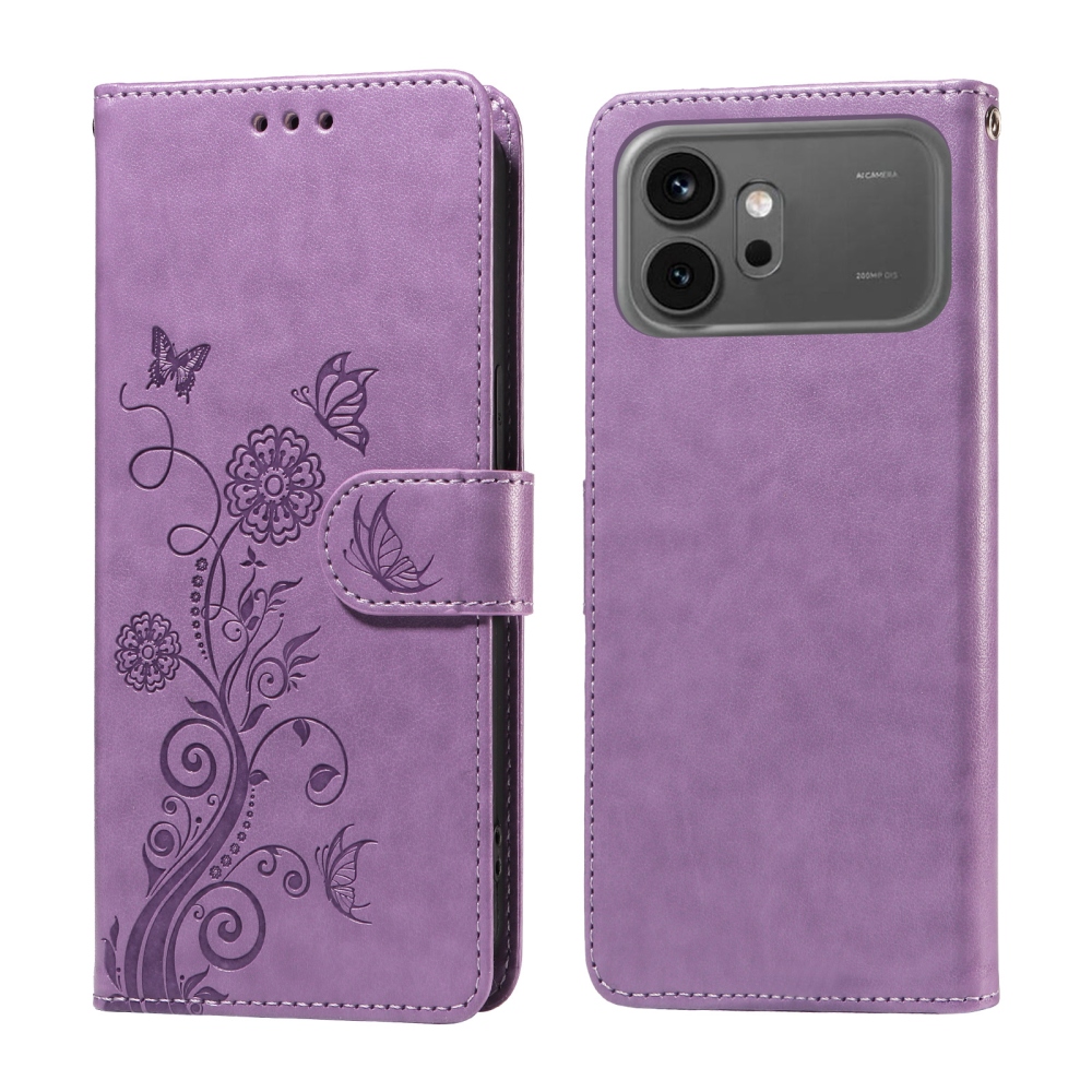Flowery knižkové puzdro na Honor 600 Pro 5G/Honor 600 5G - fialové