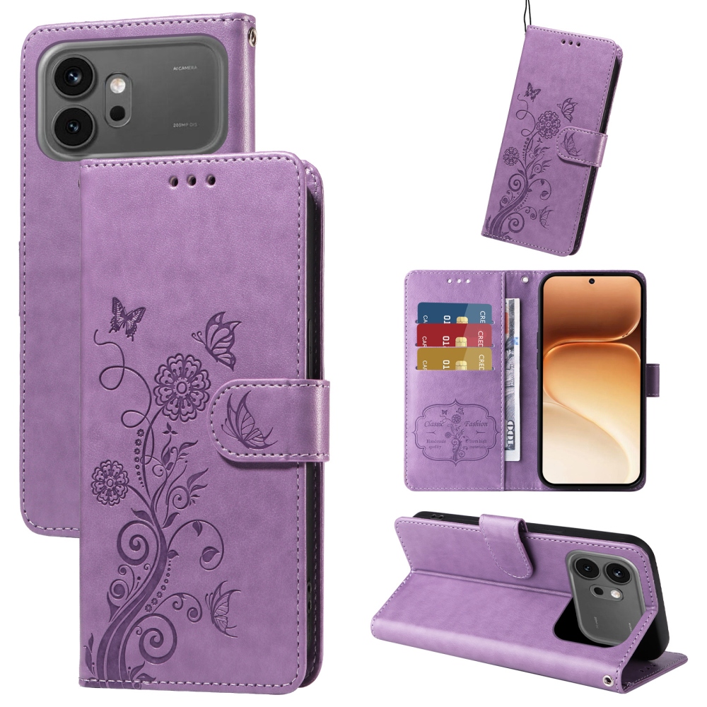 Flowery knižkové puzdro na Honor 600 Pro 5G/Honor 600 5G - fialové