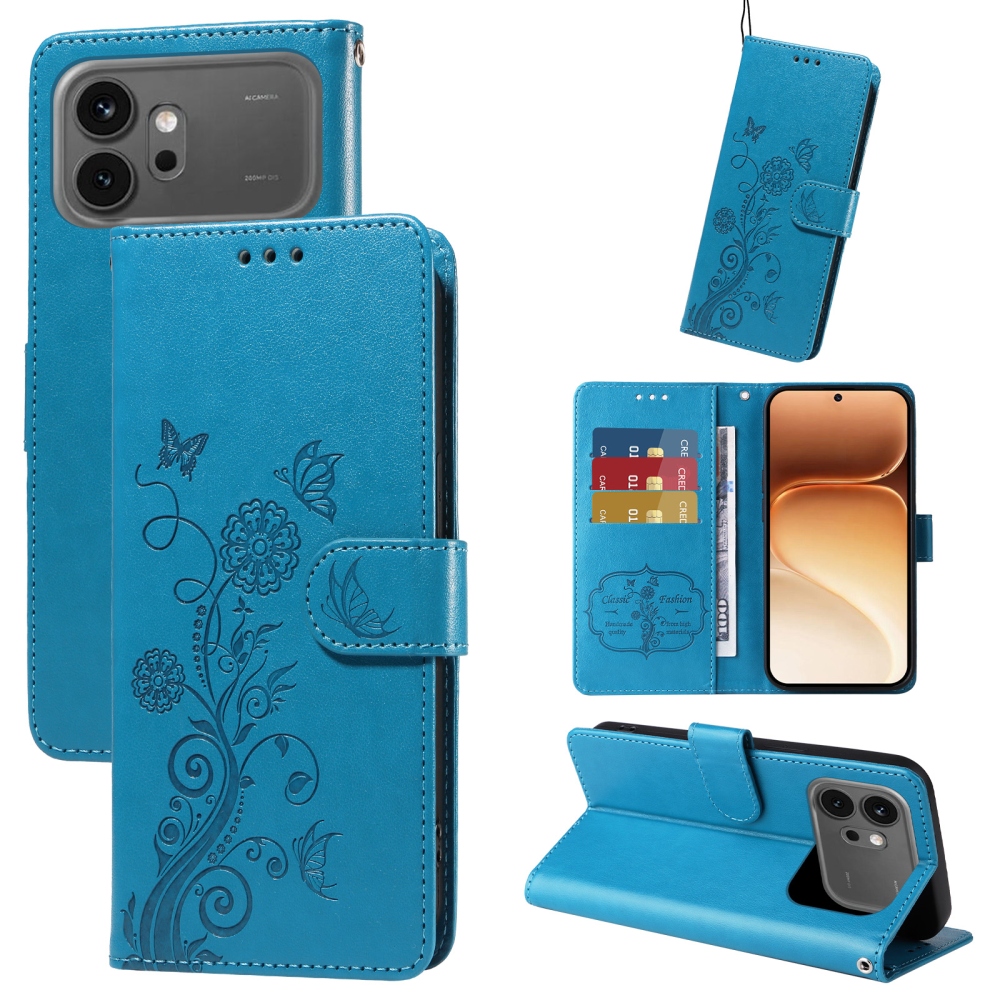 Flowery knižkové puzdro na Honor 600 Pro 5G/Honor 600 5G - modré