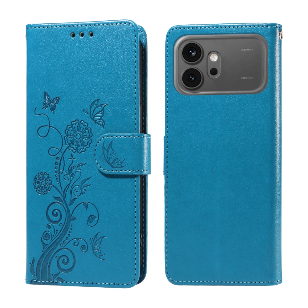 Flowery knižkové puzdro na Honor 600 Pro 5G/Honor 600 5G - modré