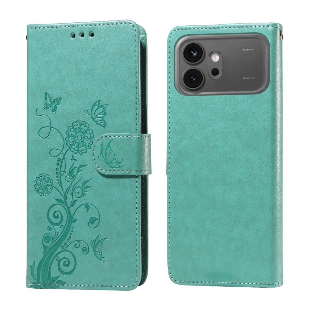 Flowery knižkové puzdro na Honor 600 Pro 5G/Honor 600 5G - modrozelené
