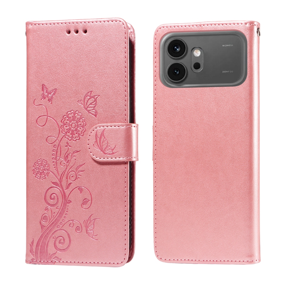 Flowery knižkové puzdro na Honor 600 Pro 5G/Honor 600 5G - ružové