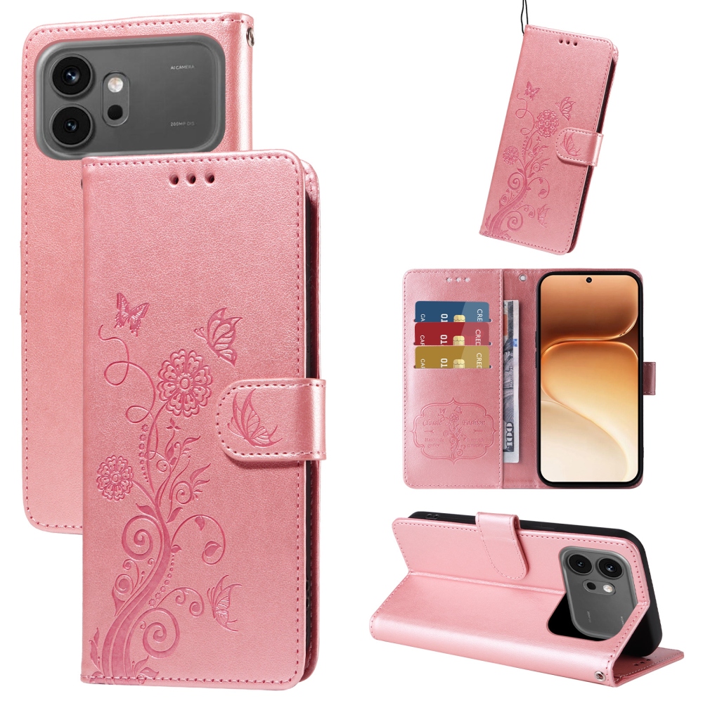 Flowery knižkové puzdro na Honor 600 Pro 5G/Honor 600 5G - ružové