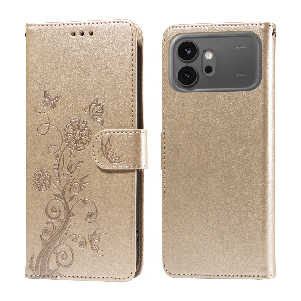 Flowery knižkové puzdro na Honor 600 Pro 5G/Honor 600 5G - zlaté