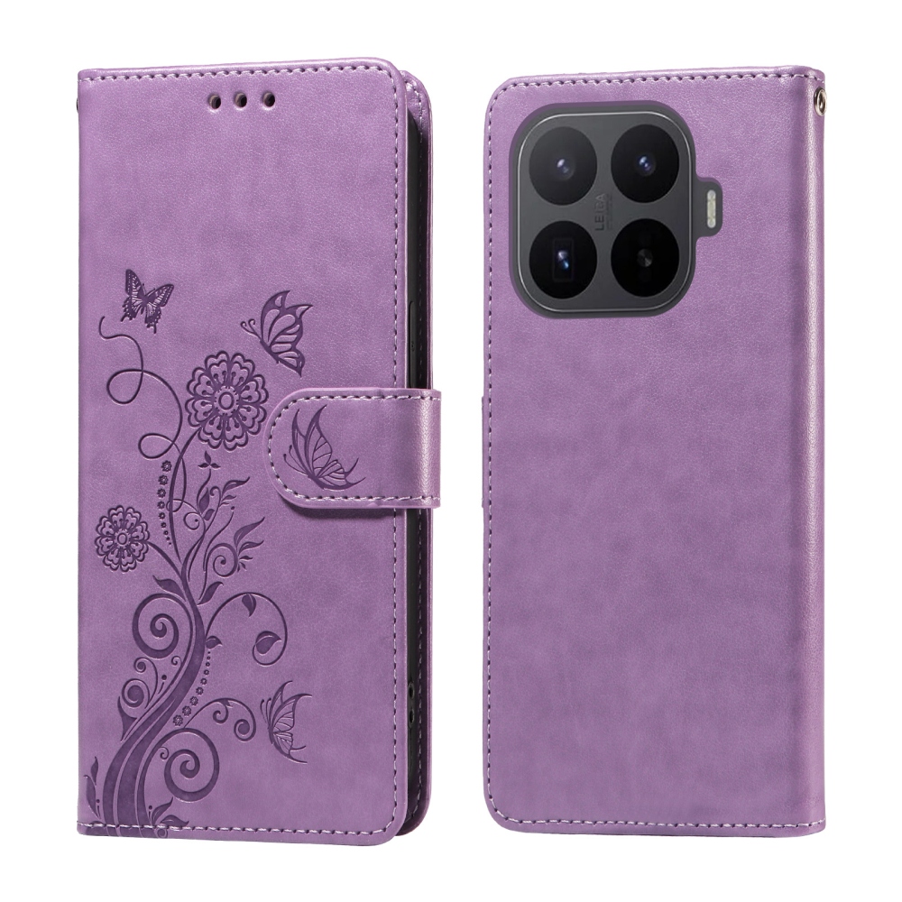 Flowery knižkové púzdro na mobil Xiaomi 17T - fialové