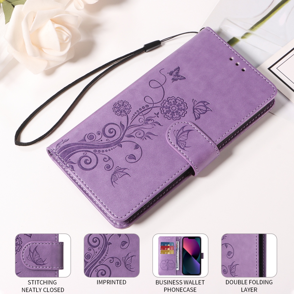 Flowery knižkové púzdro na mobil Xiaomi 17T - fialové