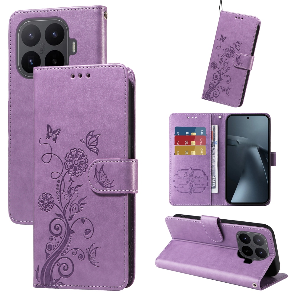 Flowery knižkové púzdro na mobil Xiaomi 17T - fialové