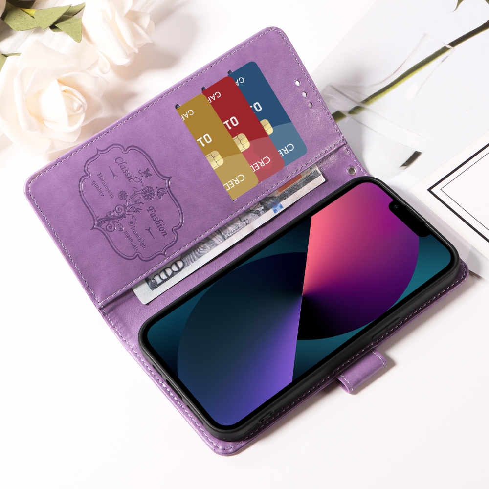 Flowery knižkové púzdro na mobil Xiaomi 17T - fialové