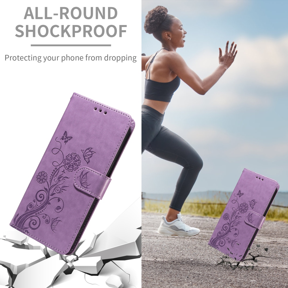 Flowery knižkové púzdro na mobil Xiaomi 17T - fialové