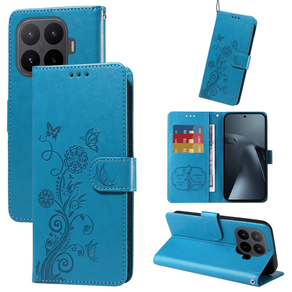 Flowery knižkové púzdro na mobil Xiaomi 17T - modré