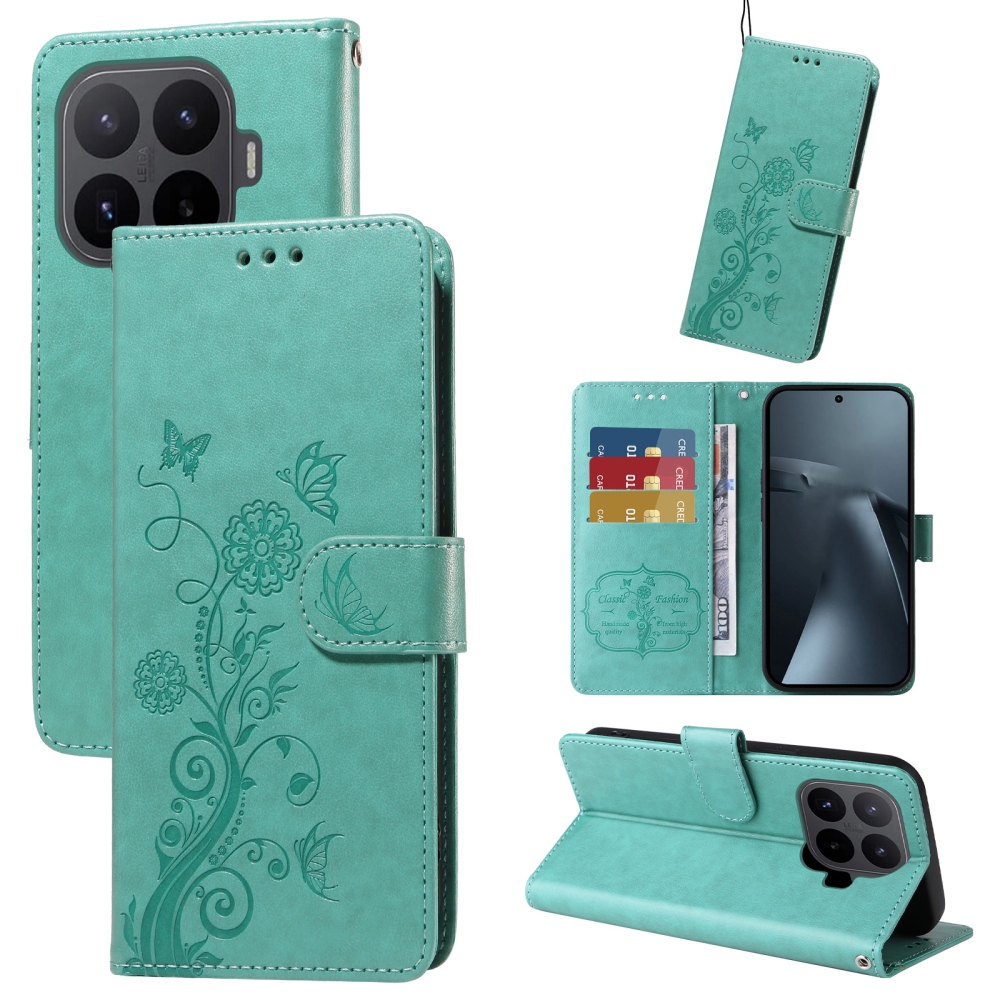 Flowery knižkové púzdro na mobil Xiaomi 17T - modrozelené