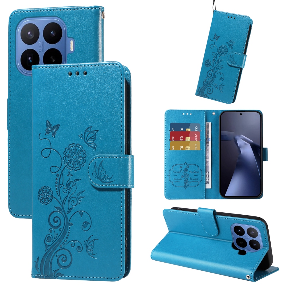 Flowery knižkové púzdro na mobil Xiaomi 17T Pro - modré