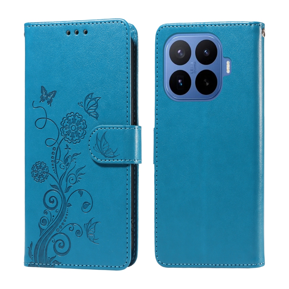 Flowery knižkové púzdro na mobil Xiaomi 17T Pro - modré