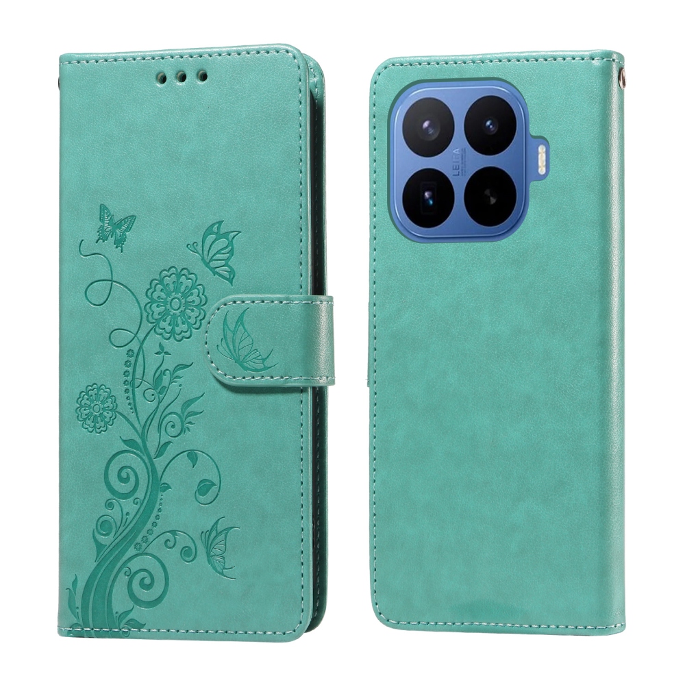 Flowery knižkové púzdro na mobil Xiaomi 17T Pro - modrozelené