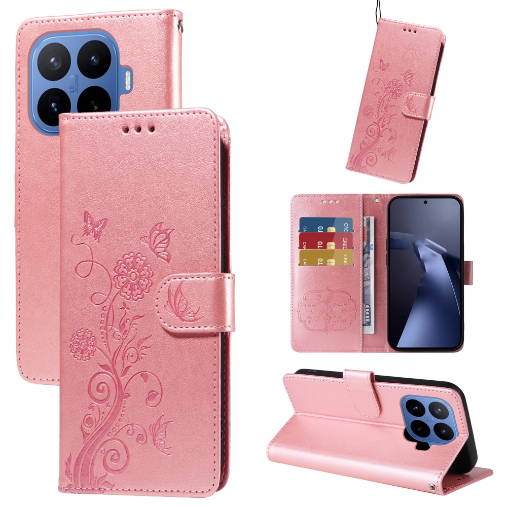 Flowery knižkové púzdro na mobil Xiaomi 17T Pro - ružové