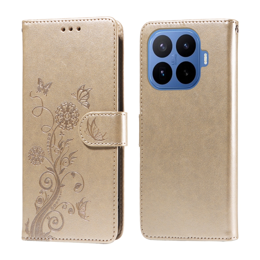 Flowery knižkové púzdro na mobil Xiaomi 17T Pro - zlaté