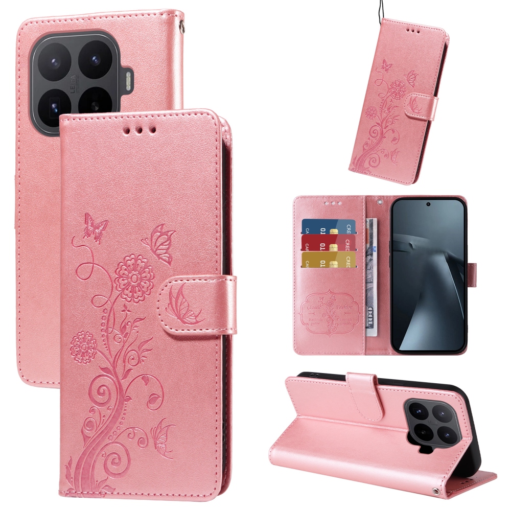 Flowery knižkové púzdro na mobil Xiaomi 17T - ružové