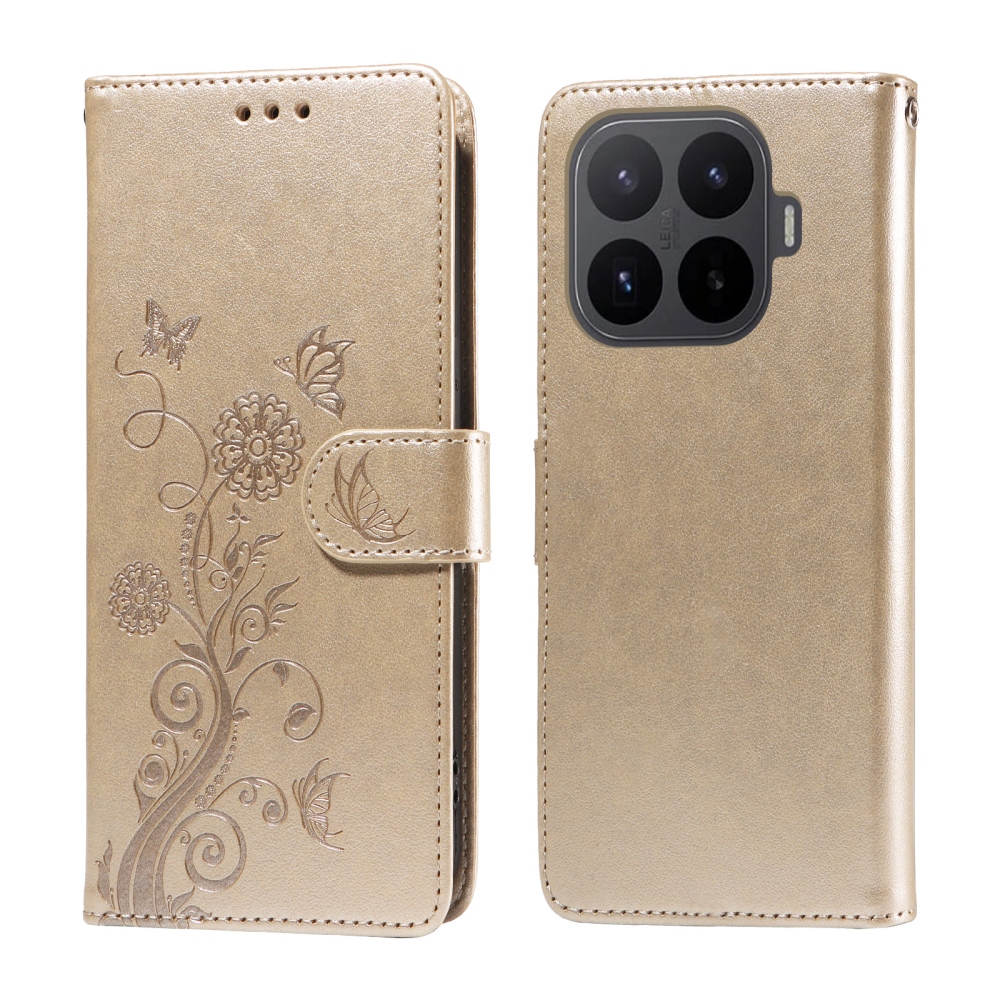 Flowery knižkové púzdro na mobil Xiaomi 17T - zlaté