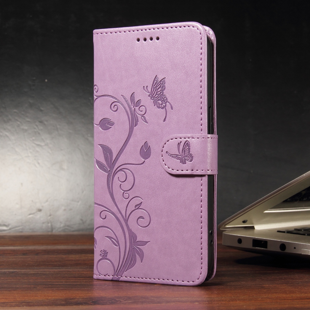 Flowery knižkové puzdro na Oppo Reno 16 Pro 5G/Oppo Reno 16 5G - fialové