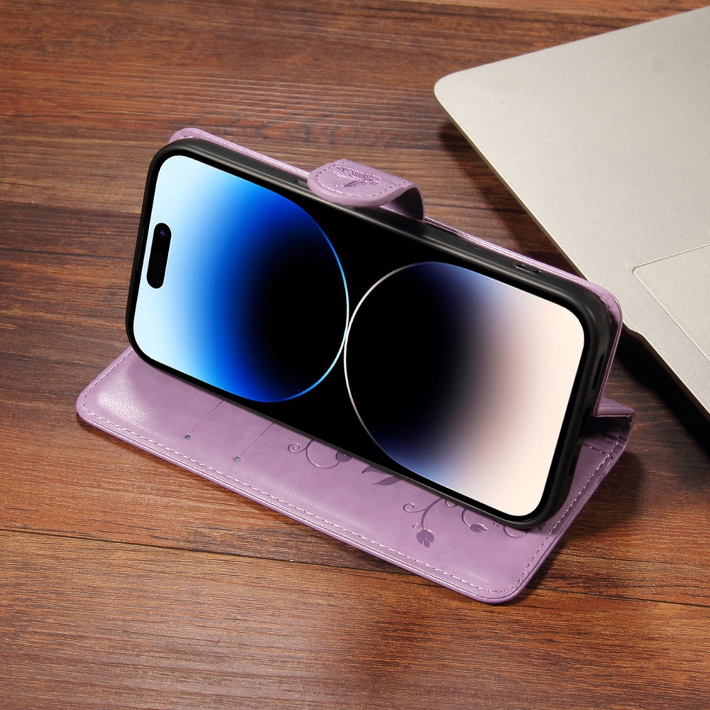 Flowery knižkové puzdro na Oppo Reno 16 Pro 5G/Oppo Reno 16 5G - fialové