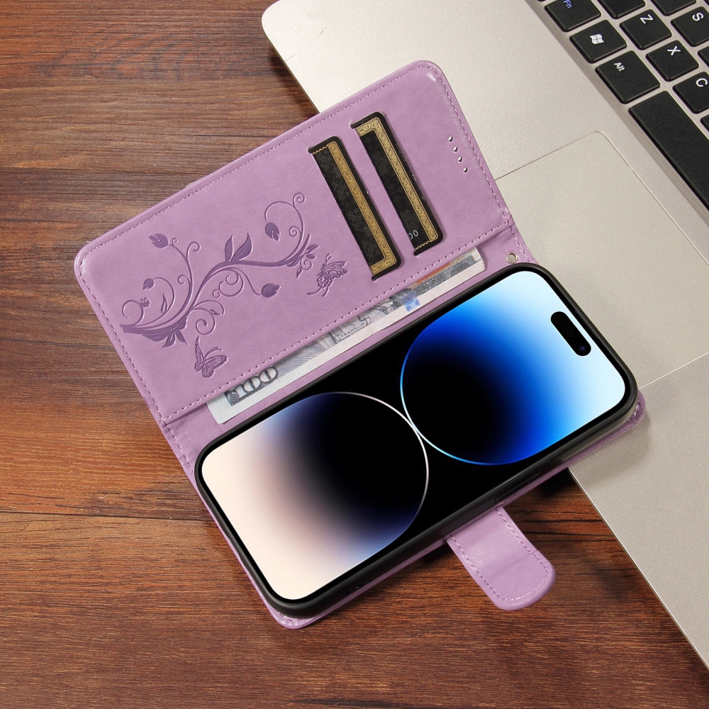 Flowery knižkové puzdro na Oppo Reno 16 Pro 5G/Oppo Reno 16 5G - fialové