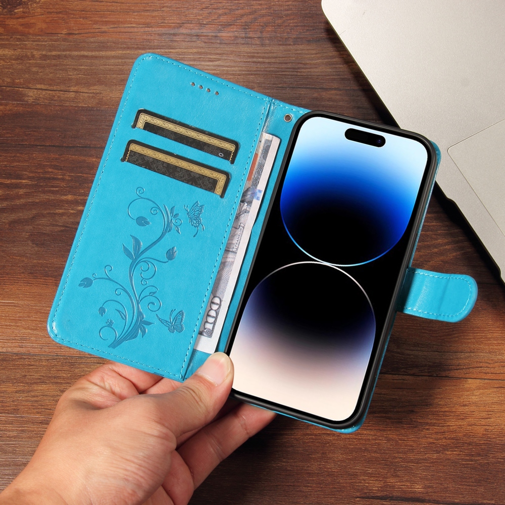 Flowery knižkové puzdro na Oppo Reno 16 Pro 5G/Oppo Reno 16 5G - modré
