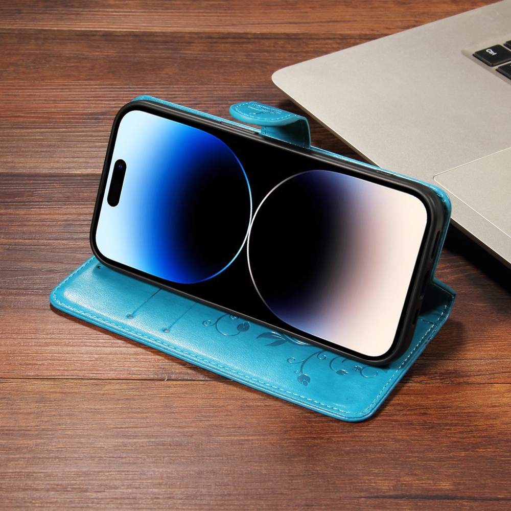 Flowery knižkové puzdro na Oppo Reno 16 Pro 5G/Oppo Reno 16 5G - modré