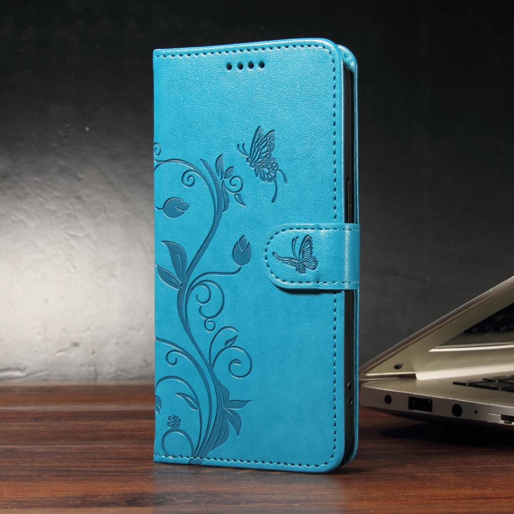 Flowery knižkové puzdro na Oppo Reno 16 Pro 5G/Oppo Reno 16 5G - modré