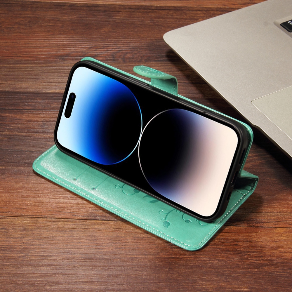 Flowery knižkové puzdro na Oppo Reno 16 Pro 5G/Oppo Reno 16 5G - modrozelené