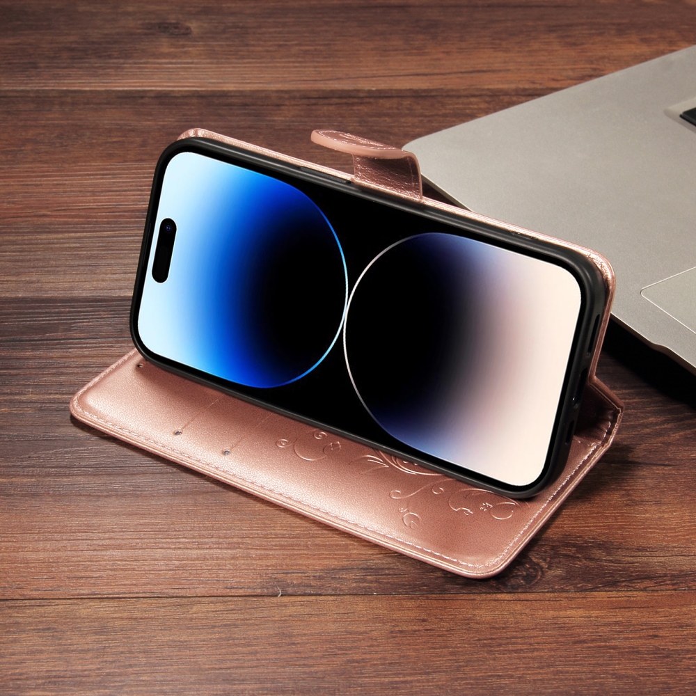 Flowery knižkové puzdro na Oppo Reno 16 Pro 5G/Oppo Reno 16 5G - ružovozlaté