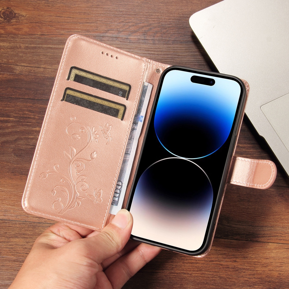 Flowery knižkové puzdro na Oppo Reno 16 Pro 5G/Oppo Reno 16 5G - ružovozlaté
