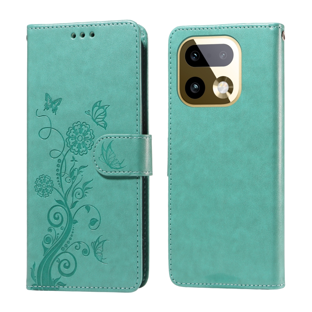 Flowery knižkové puzdro na Realme 16 Pro+ 5G - modrozelené