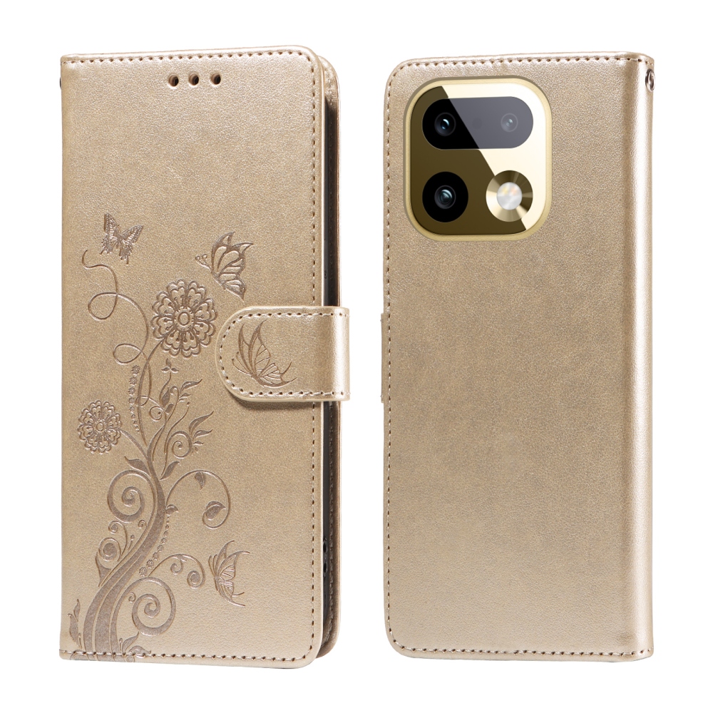 Flowery knižkové puzdro na Realme 16 Pro+ 5G - zlaté