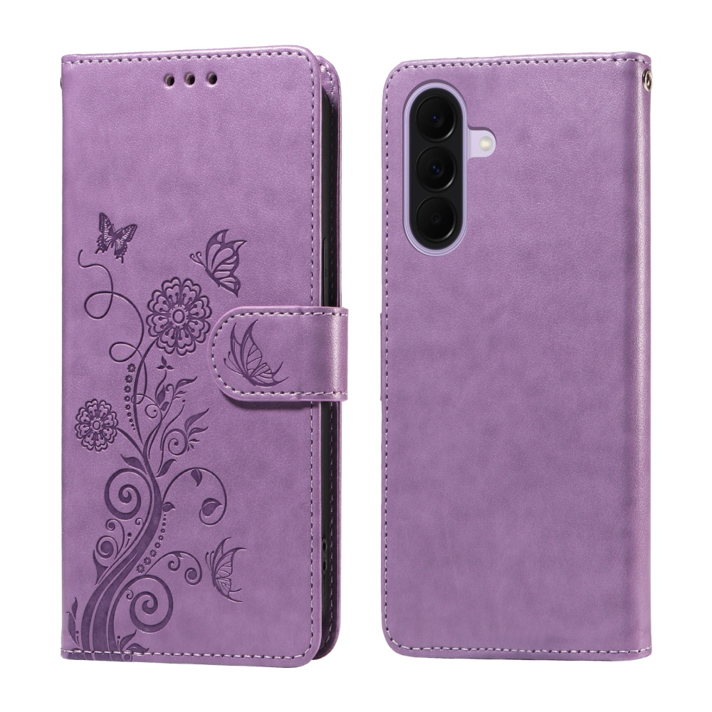 Flowery knižkové púzdro na Samsung Galaxy A27 - fialové