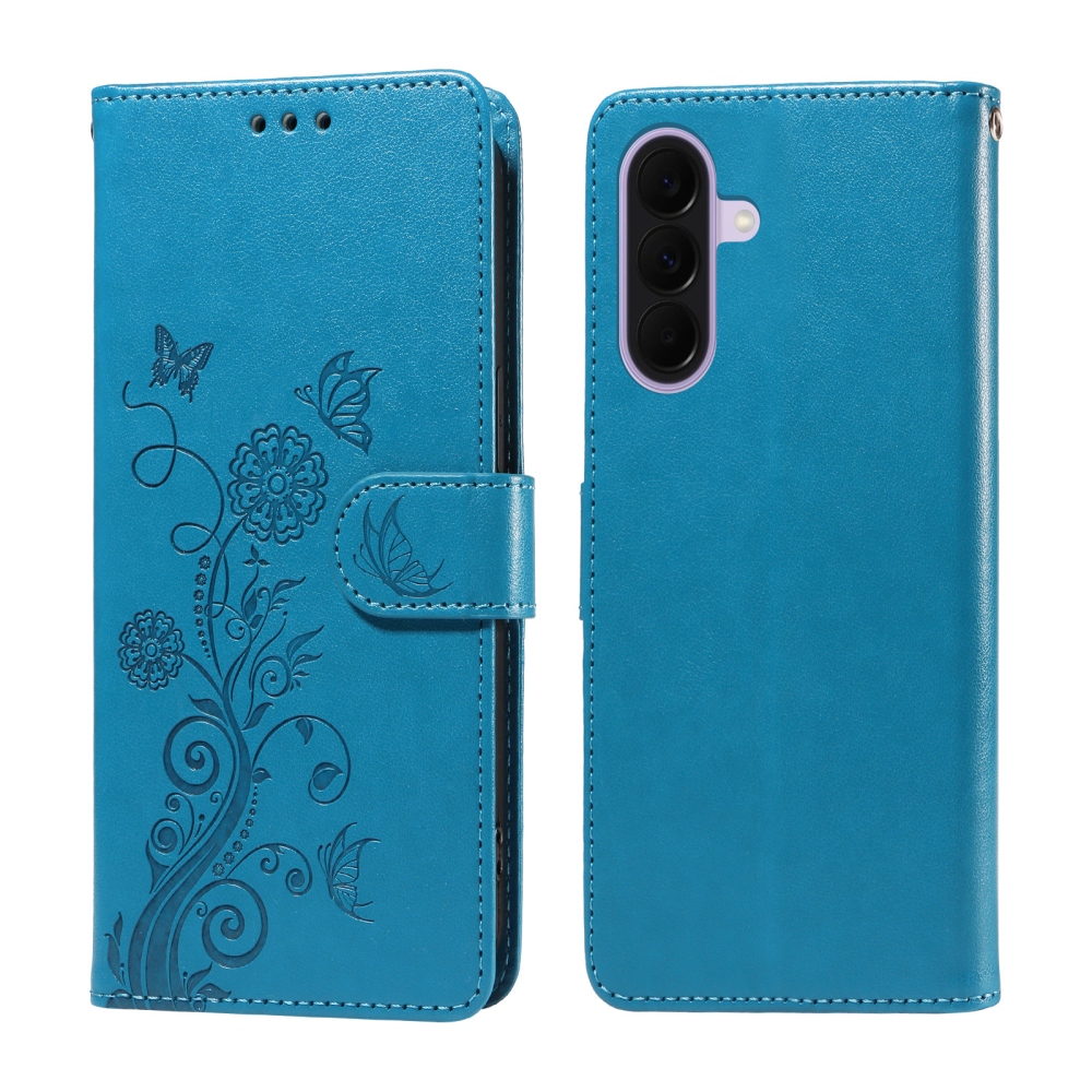 Flowery knižkové púzdro na Samsung Galaxy A27 - modré