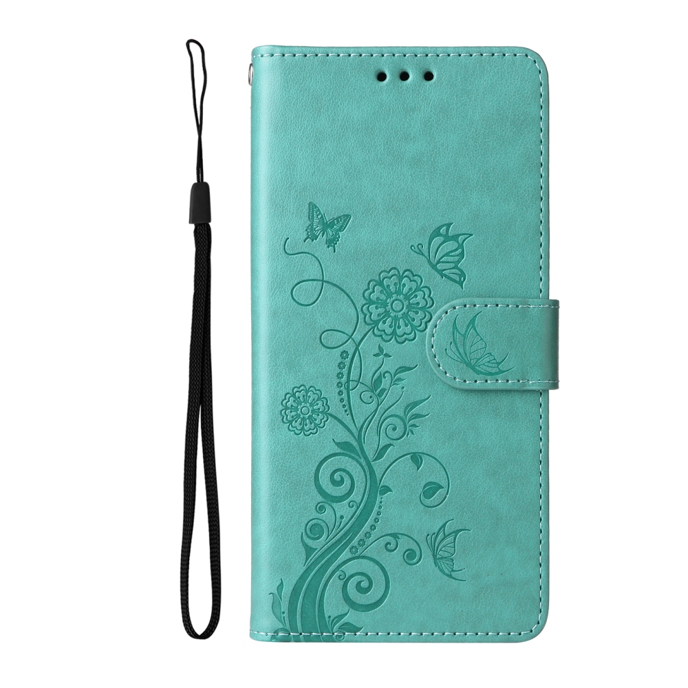 Flowery knižkové púzdro na Samsung Galaxy A27 - modrozelené