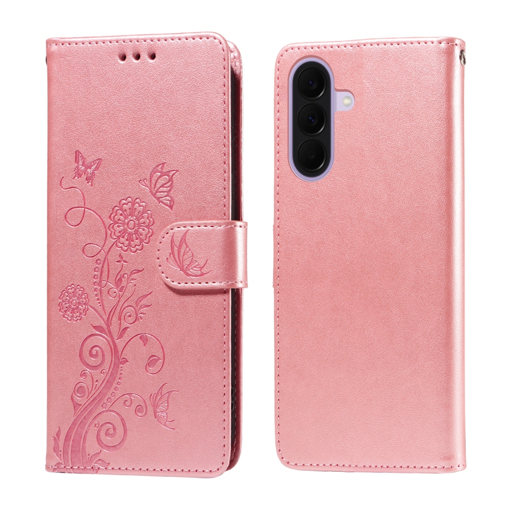 Flowery knižkové púzdro na Samsung Galaxy A27 - ružové