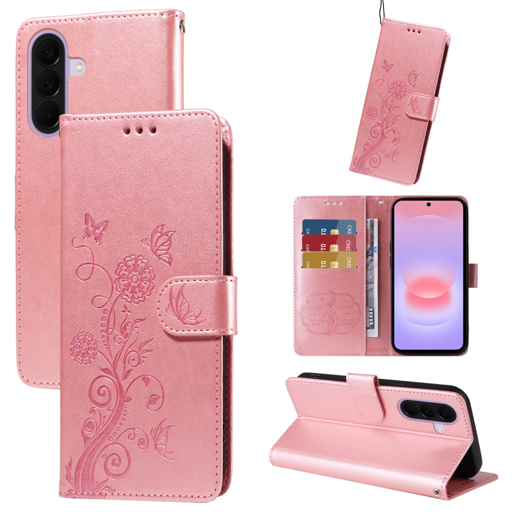 Flowery knižkové púzdro na Samsung Galaxy A27 - ružové