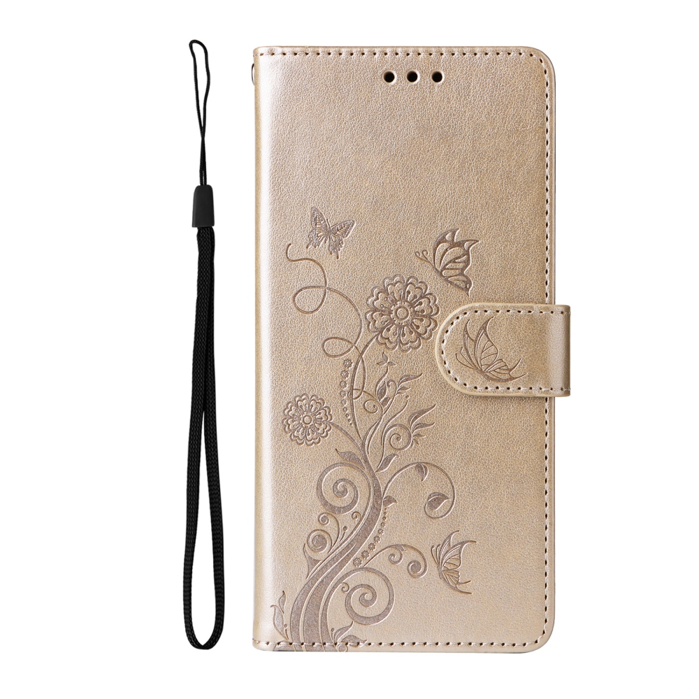 Flowery knižkové púzdro na Samsung Galaxy A27 - zlaté