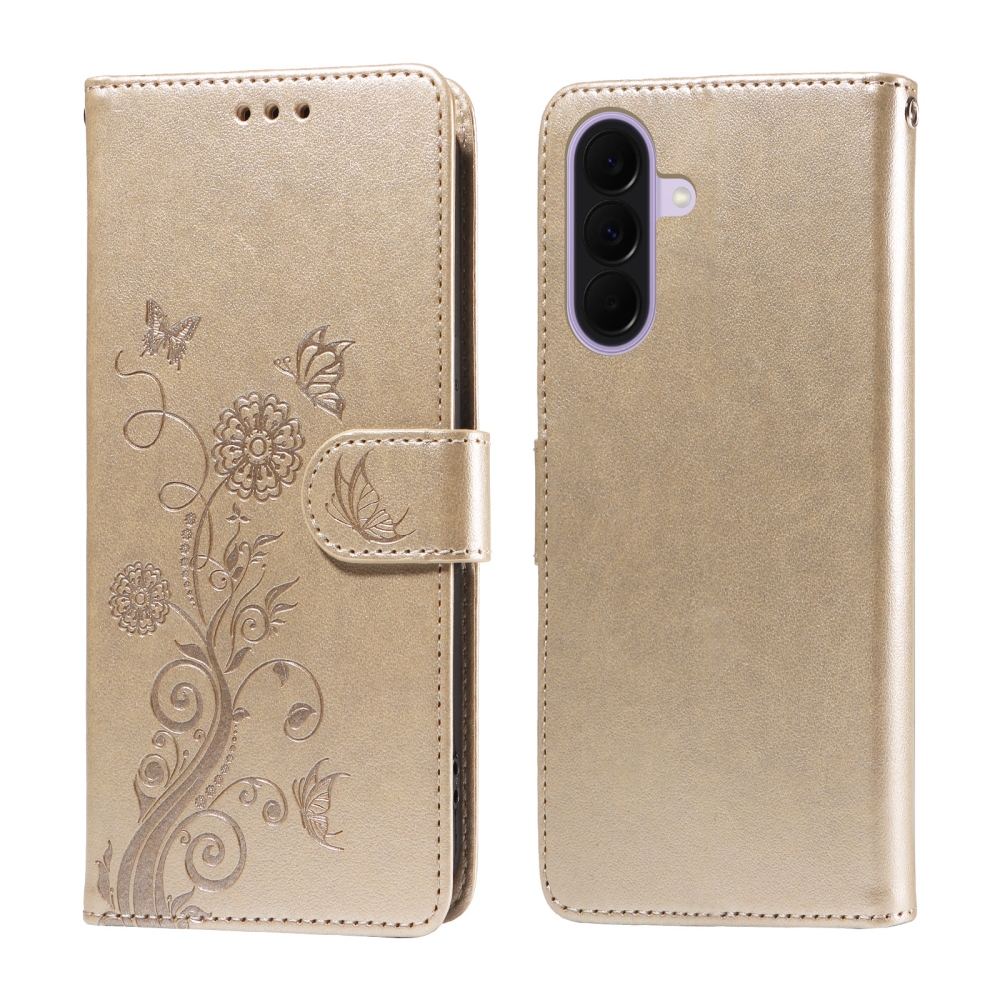 Flowery knižkové púzdro na Samsung Galaxy A27 - zlaté