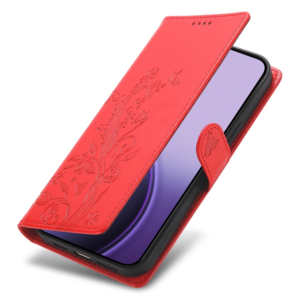 Flowery knižkové púzdro na Samsung Galaxy A37 5G - červené