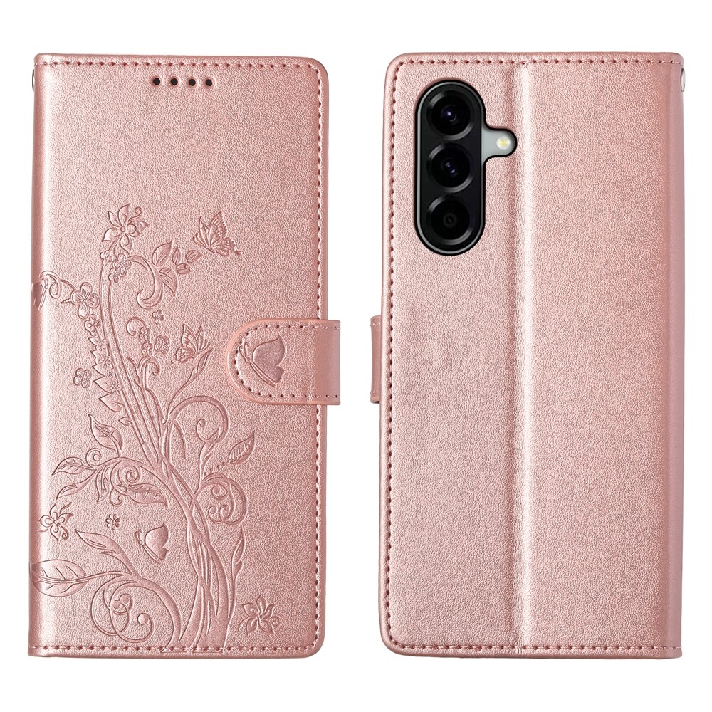 Flowery knižkové púzdro na Samsung Galaxy A37 5G - ružovozlaté