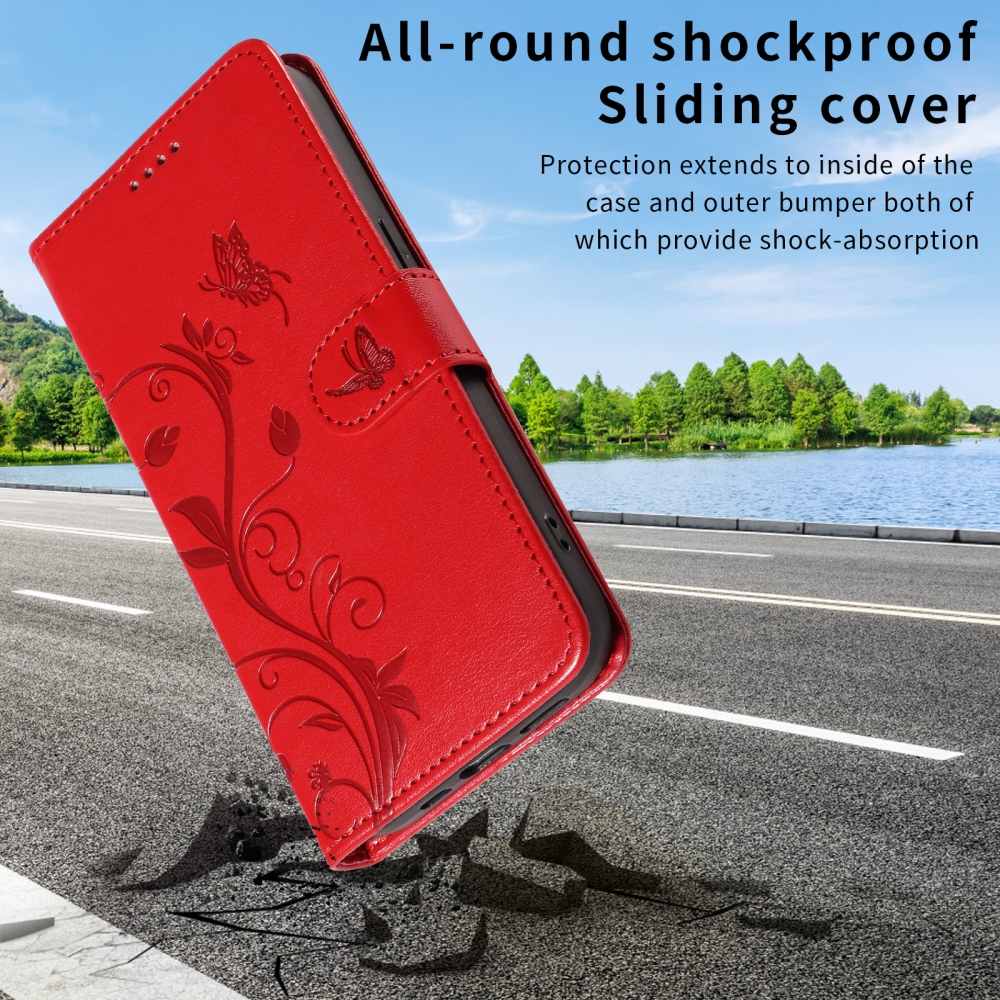Flowery knižkové púzdro na Samsung Galaxy S26+ - červené