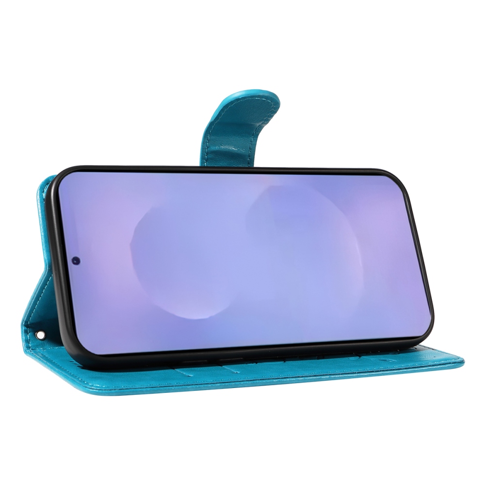 Flowery knižkové púzdro na Samsung Galaxy S26+ - modré