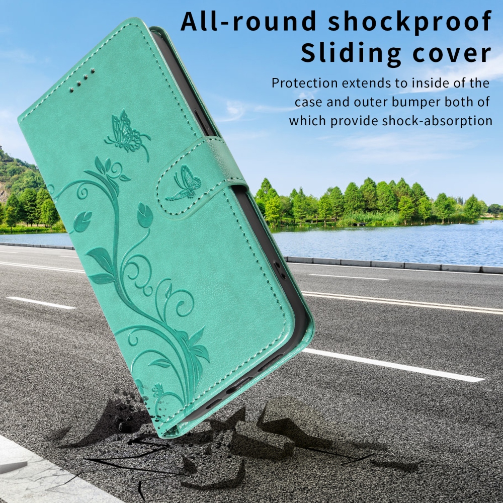 Flowery knižkové púzdro na Samsung Galaxy S26+ - modrozelené