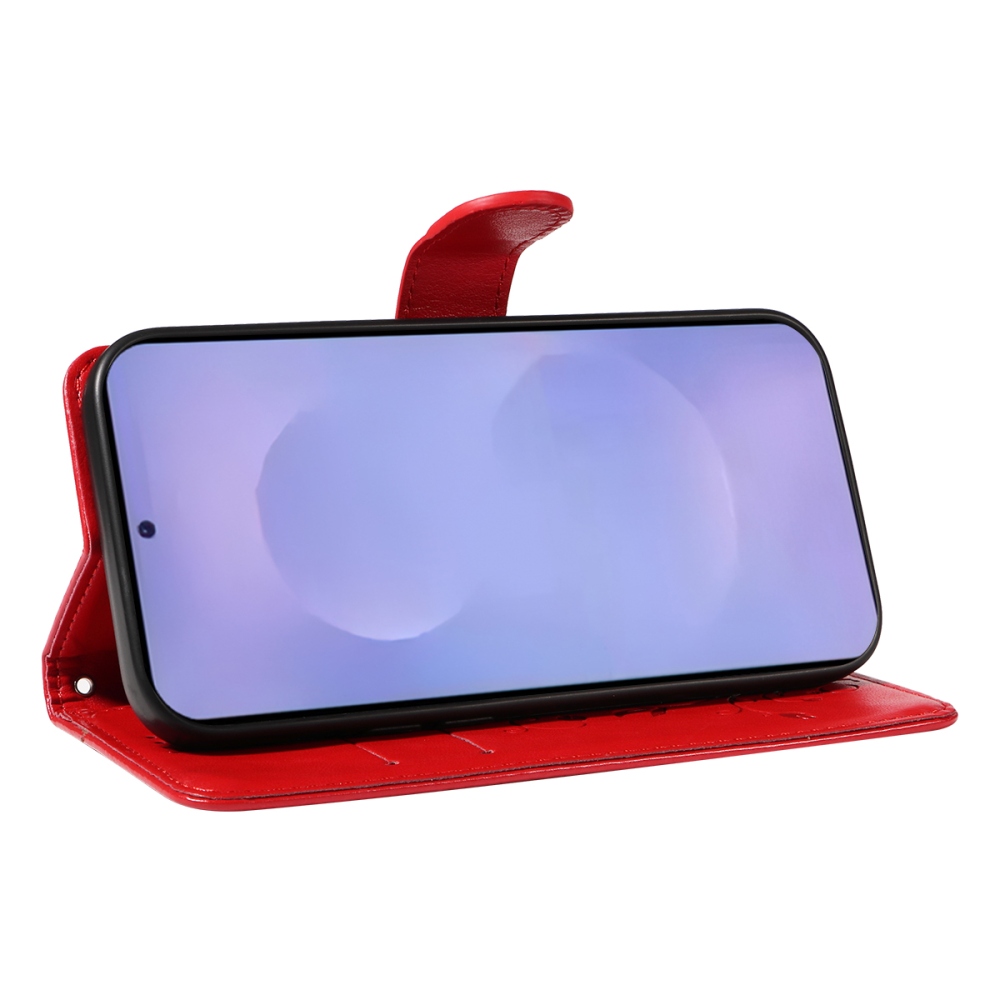 Flowery knižkové púzdro na Samsung Galaxy S26/S26 Pro - červené