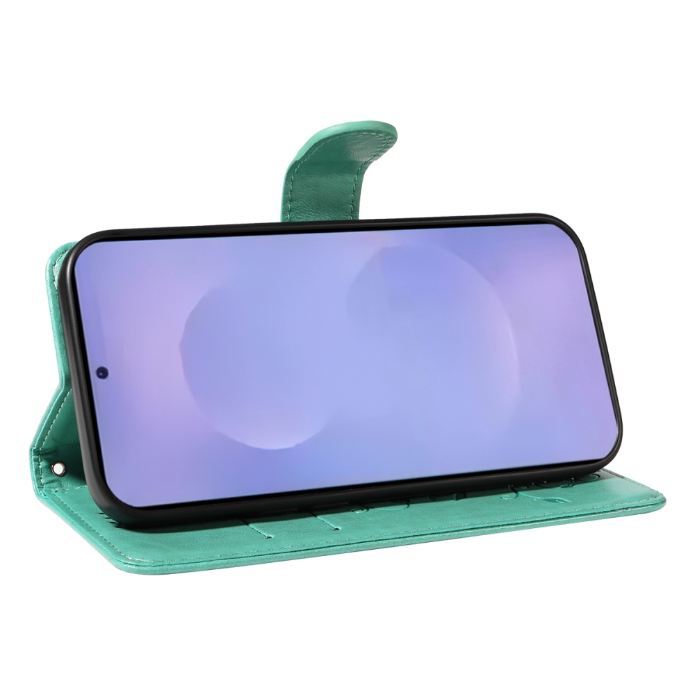 Flowery knižkové púzdro na Samsung Galaxy S26/S26 Pro - modrozelené