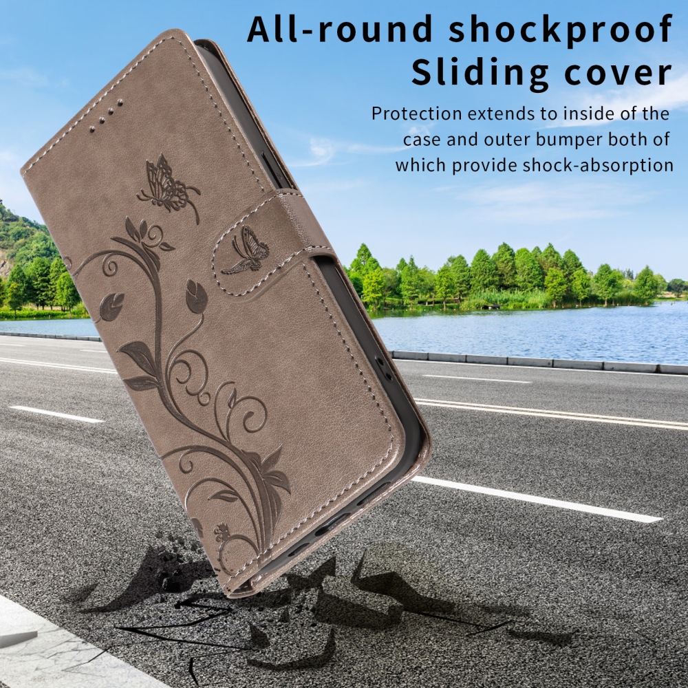 Flowery knižkové púzdro na Samsung Galaxy S26/S26 Pro - šedé