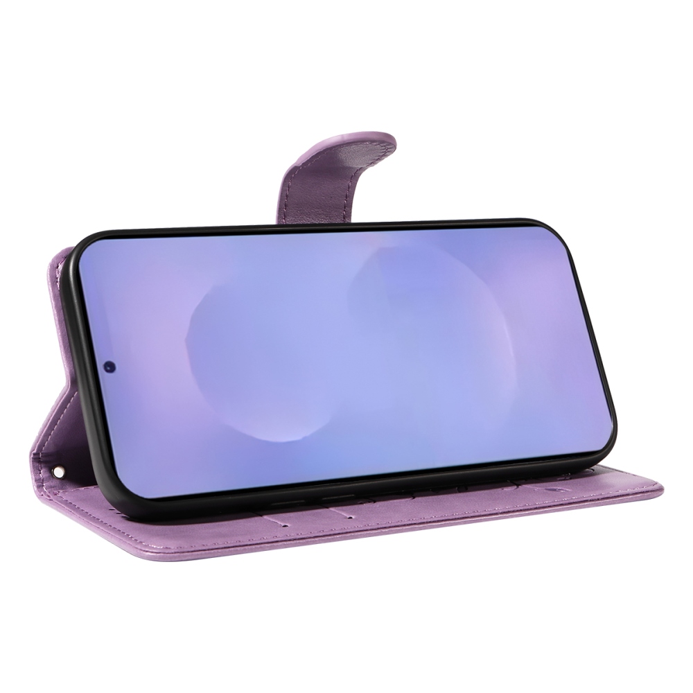 Flowery knižkové púzdro na Samsung Galaxy S26+ - fialové